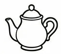 a black and white drawing of a teapot.webp